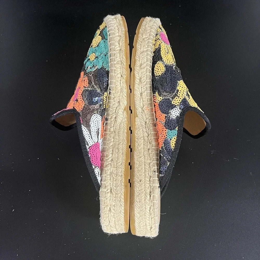 Anthropologie Maya Floral Sequin Espadrille‎ Slides 38 Sequence Made in Spain